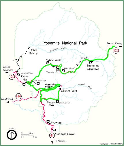 Yosemite Park Road Map