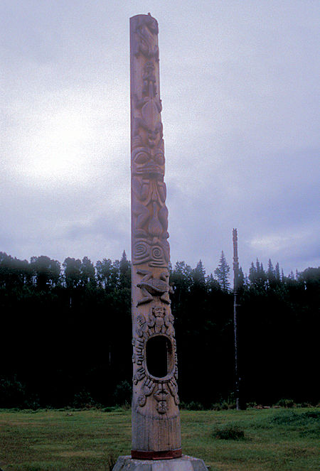 Original 'Hole in the Ice' Totem Pole erected circa 1840 at Kitwancool, British Columbia