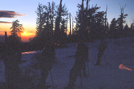 The gang and sunset on ridge on way back to camp - 11-29-69