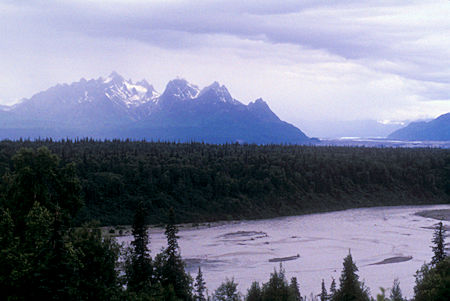 View over Chulitna River from Denali State Park, Alaska