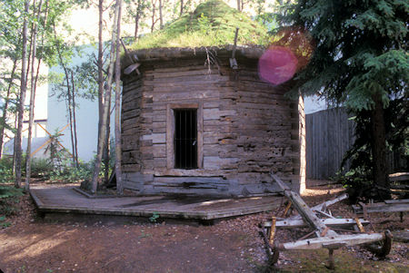 Kalmakouskiy Blockhouse from a fortified Russian-American colony 1841 on Kuskokwim River, University of Alaska Museum of the North, Fairbanks, Alaska