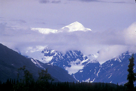 View into Alaska Range along Parks Highway on way to Denali National Park, Alaska