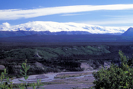 View Wrangell Mountains over Copper River