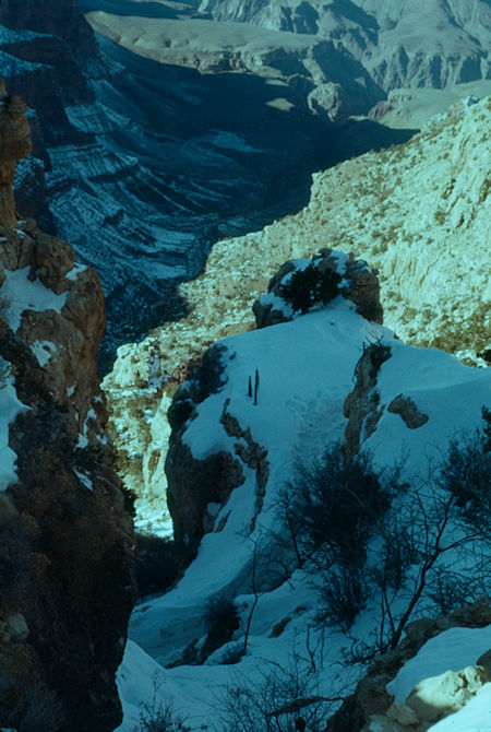 Pine Creek Canyon from beginning of Kaibab Trail south rim - Grand Canyon National Park - Dec 1961