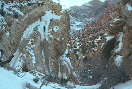 View down Pipe Creek Canyon from start of Kaibab Trail - Grand Canyon National Park - Dec 1961