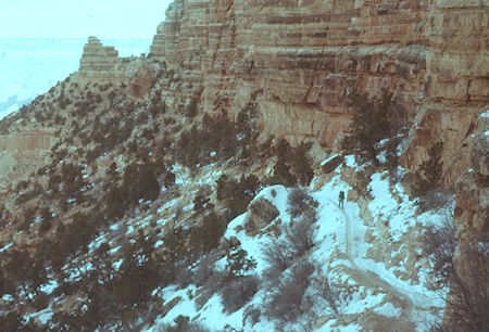 Kaibab Trail along cliff under Yaki Point - Grand Canyon National Park - Dec 1961