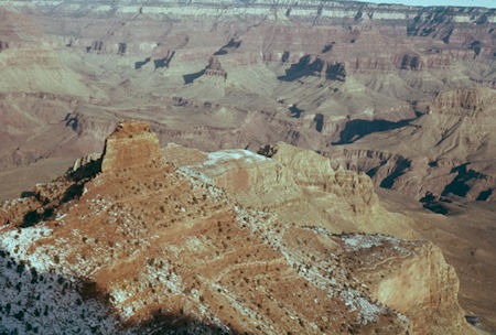 O'Neill Butte and trail northwest from Kaibab Trail - Grand Canyon National Park - Dec 1961