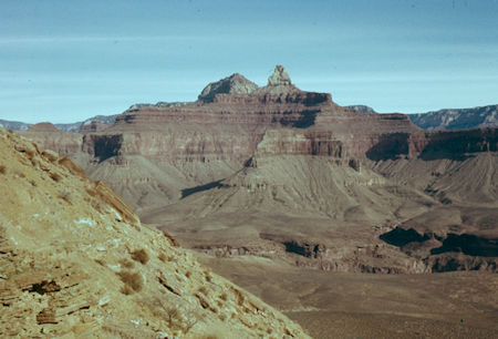 Zoroaster Temple (front), Brahma Temple (back) from Kaibab Trail at about 4600' - Grand Canyon National Park - Dec 1961
