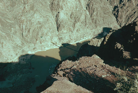 First view of Kaibab aka Black Suspension Bridge - Grand Canyon National Park - Dec 1961
