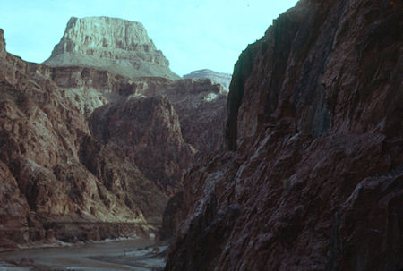 Sumner Butte viewed upstream from trail - Grand Canyon National Park - Jan 1962