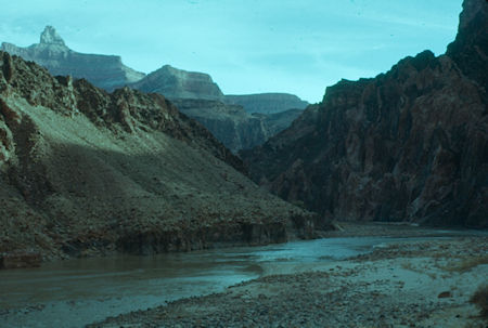 View upstream on Colorado River at Zoroaster Temple - Grand Canyon National Park - Jan 1962