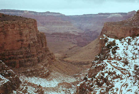 Looking back down Bright Angel Trail from about 5,000' - Grand Canyon National Park - Jan 1962