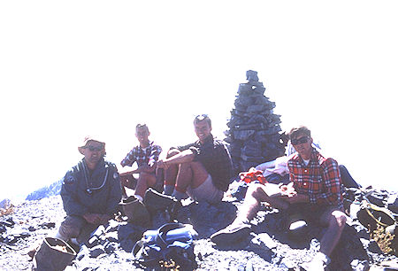 Summit of Telescope Peak, Don, Tim, Bob, Steve - Death Valley National Park - Oct 1968