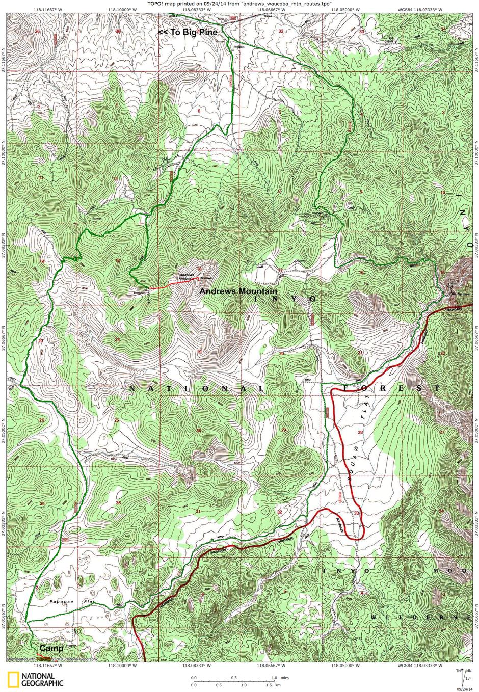 Andrews Mountain Route Map