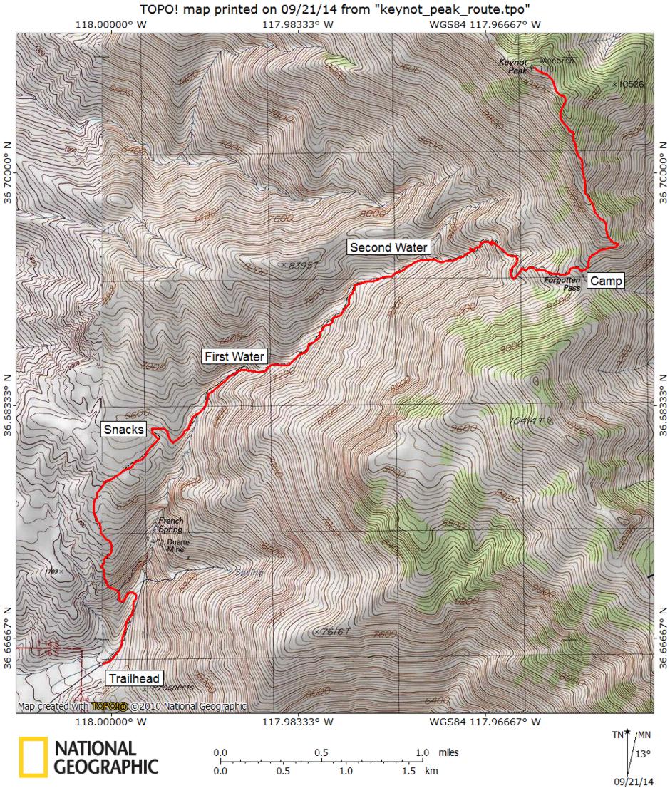 Keynot Peak Route Map
