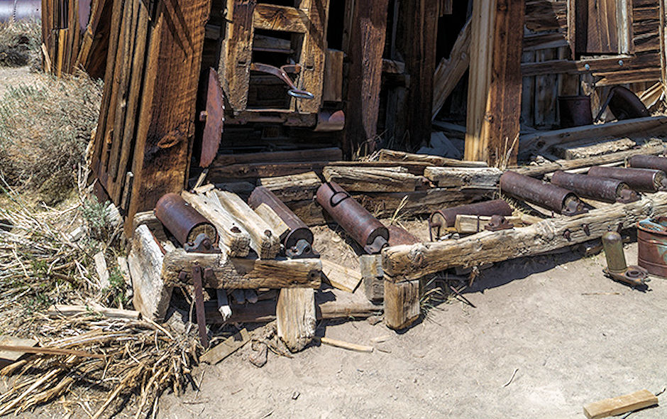 Cross-cut saw remains at sawmill in Bodie