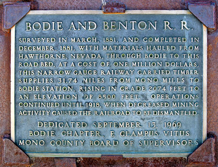 Bodie and Benton Railroad Plaque