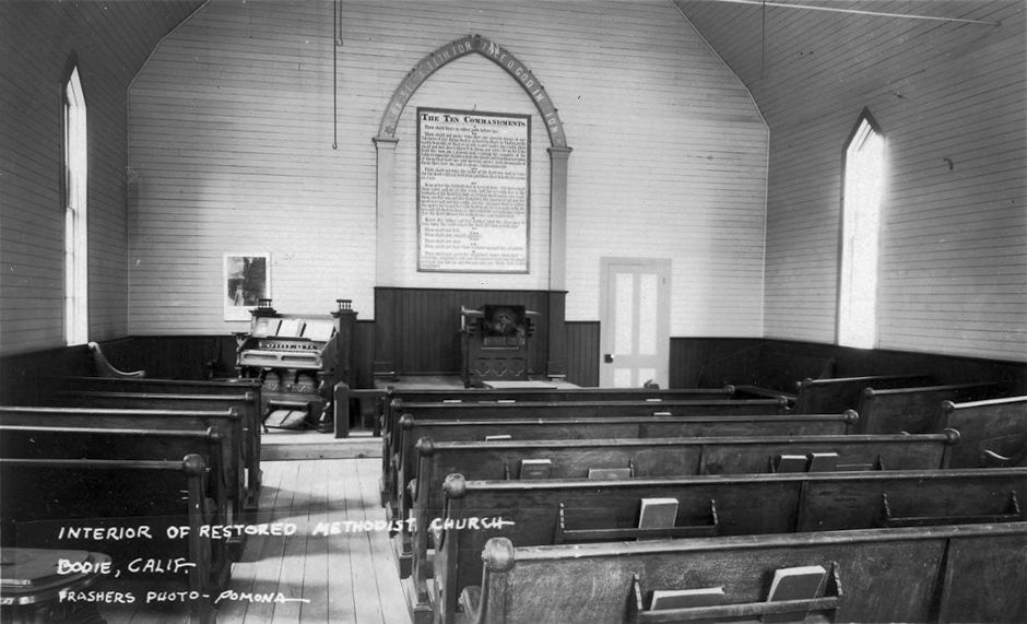 Inside Bodie Methodis Church in 1928