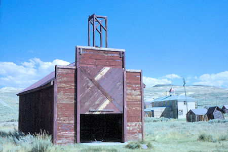 Fire House in front with School House in back in Bodie State Historic Park - 8-25-62