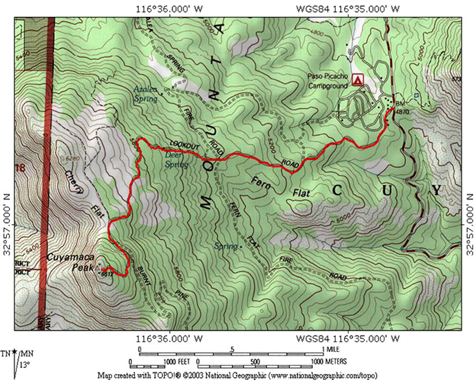 Cuyamaca Peak Trail Map