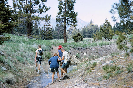 Hiking out from Tahquitz Peak on Explorer Post 360 Coed trip - 6-19-65