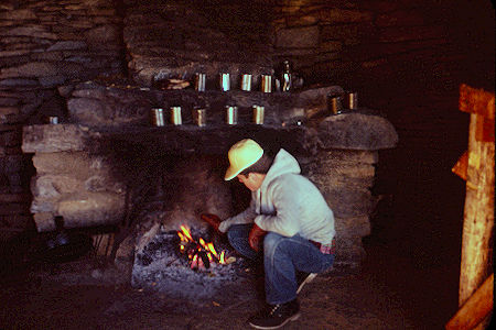 Cooking inside hut on top of San Jacinto Peak - 10-26-58