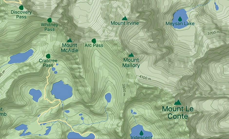 Mt. LeConte, Mt. Mallory and vicinity map