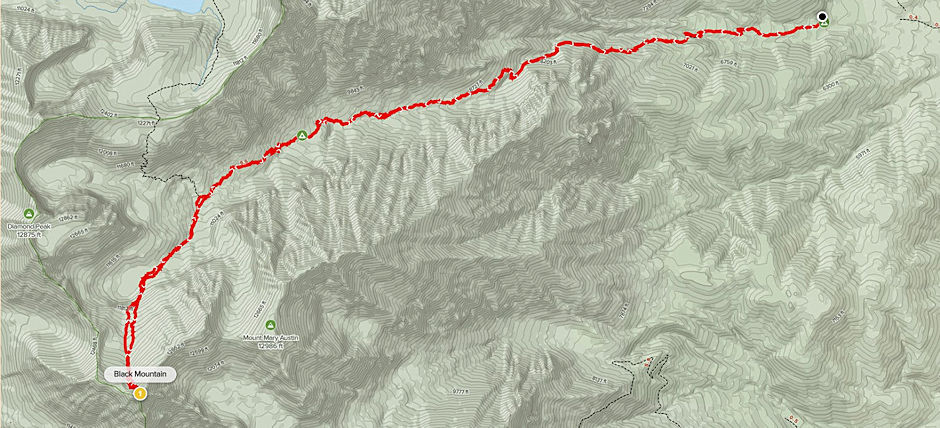 Route to Black Mountain at  bottom left