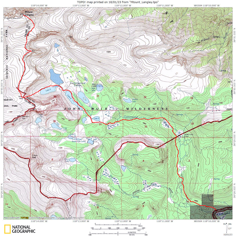 Mount Langley climbing route 1967 and 1968