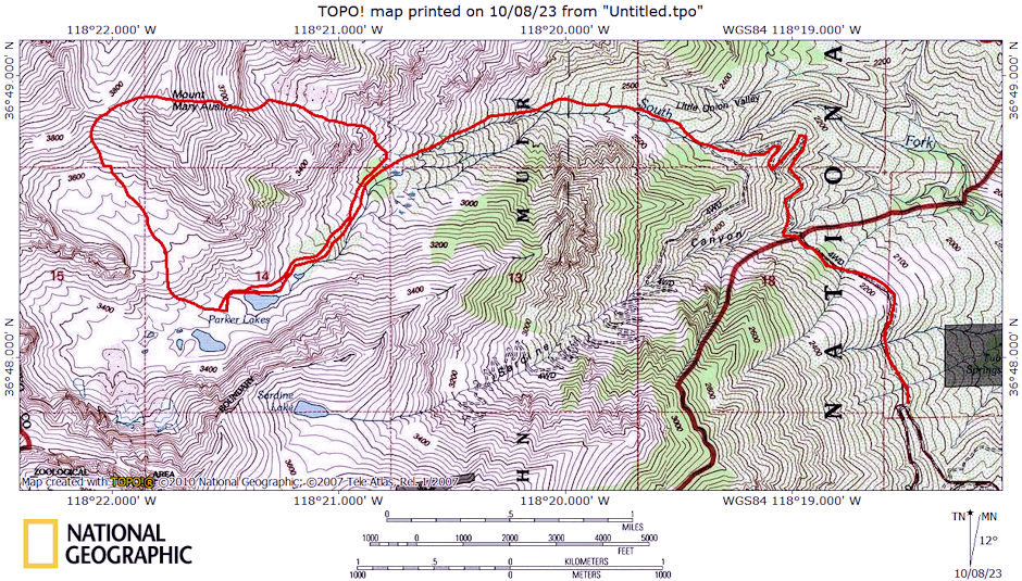 Mount Mary Austen climb route map 1971