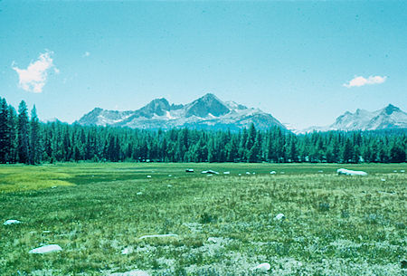 Saytooth Peak and adjacent peaks across Sky Parlor Meadow - Sequoia National Park 21 Jul 1957