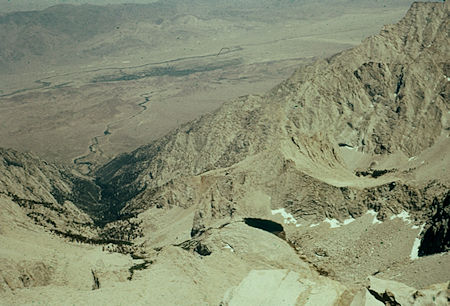 Town of Lone Pine in the trees, Lone Pine Creek from top of Mount Whitney - 24 Jul 1957