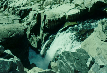 Waterfall from along the trail down from mine claim area - Ansel Adams Wilderness - Aug 1958