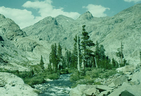 Looking upstream on North Fork San Joaquin - Ansel Adams Wilderness - Aug 1958