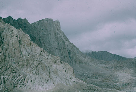 Mount Whitney east face from trail down to Consultation Lake - 03 Sep 1960