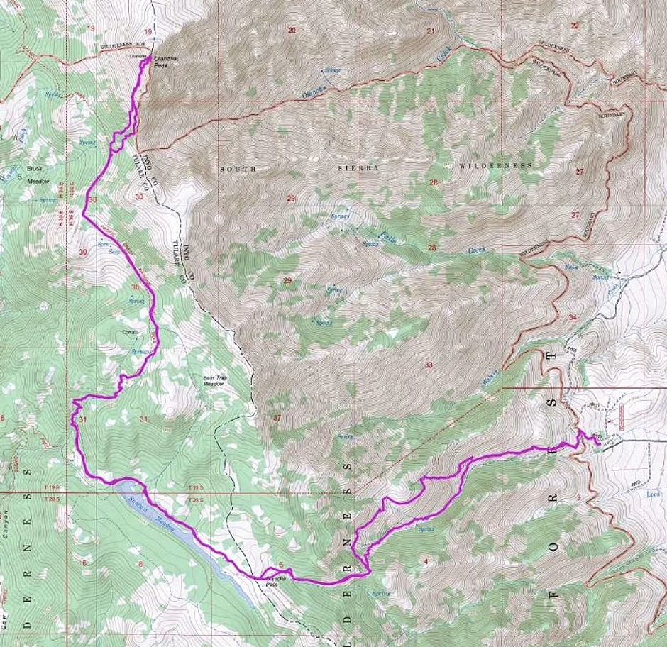 Olancha Peak Map via PCT