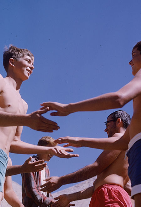 Explorer Post 360 members playing games at Whitney Creek - 20 Aug 1965