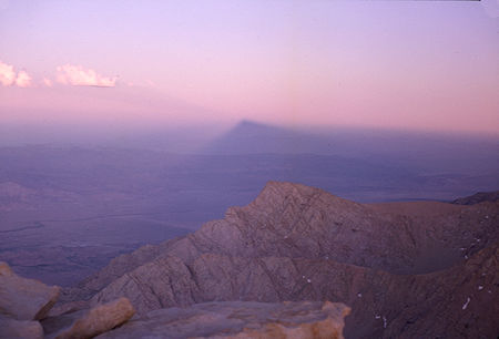 Shadow of Mount Whitney on dessert at sunset - 20 Aug 1965