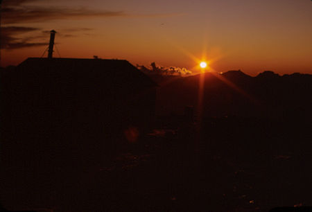 Smithsonian Hut and sunset on top of Mount Whitney - 20 Aug 1965