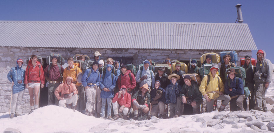 Explorer Post 360 in front of Smithsonian Hut on top of Mount Whitney - 21 Aug 1965