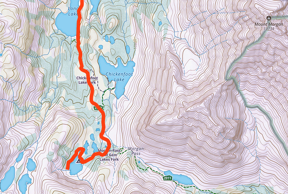 Little Lakes Valley trail beyond Long Lake to Gem Lakes 1981 Little Lakes Valley trail beyond Long Lake to Gem Lakes 1981
