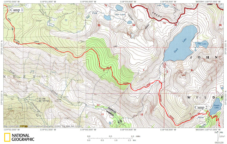 Deer Creek to Purple Lake map 1967