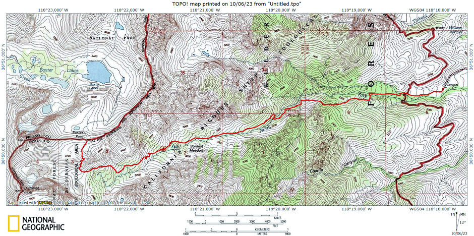 Baxter Pass Trail Route Map