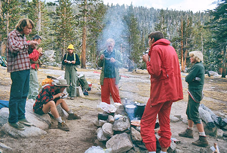 Eating steaks at Upper Rock Creek Lake campsite - Sequoia National Park 28 Aug 1971