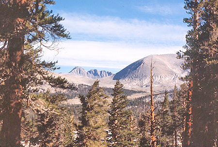 Junction Peak over Wright Lake Basin from south of Wallace Creek - Sequoia National Park 31 Aug 1971
