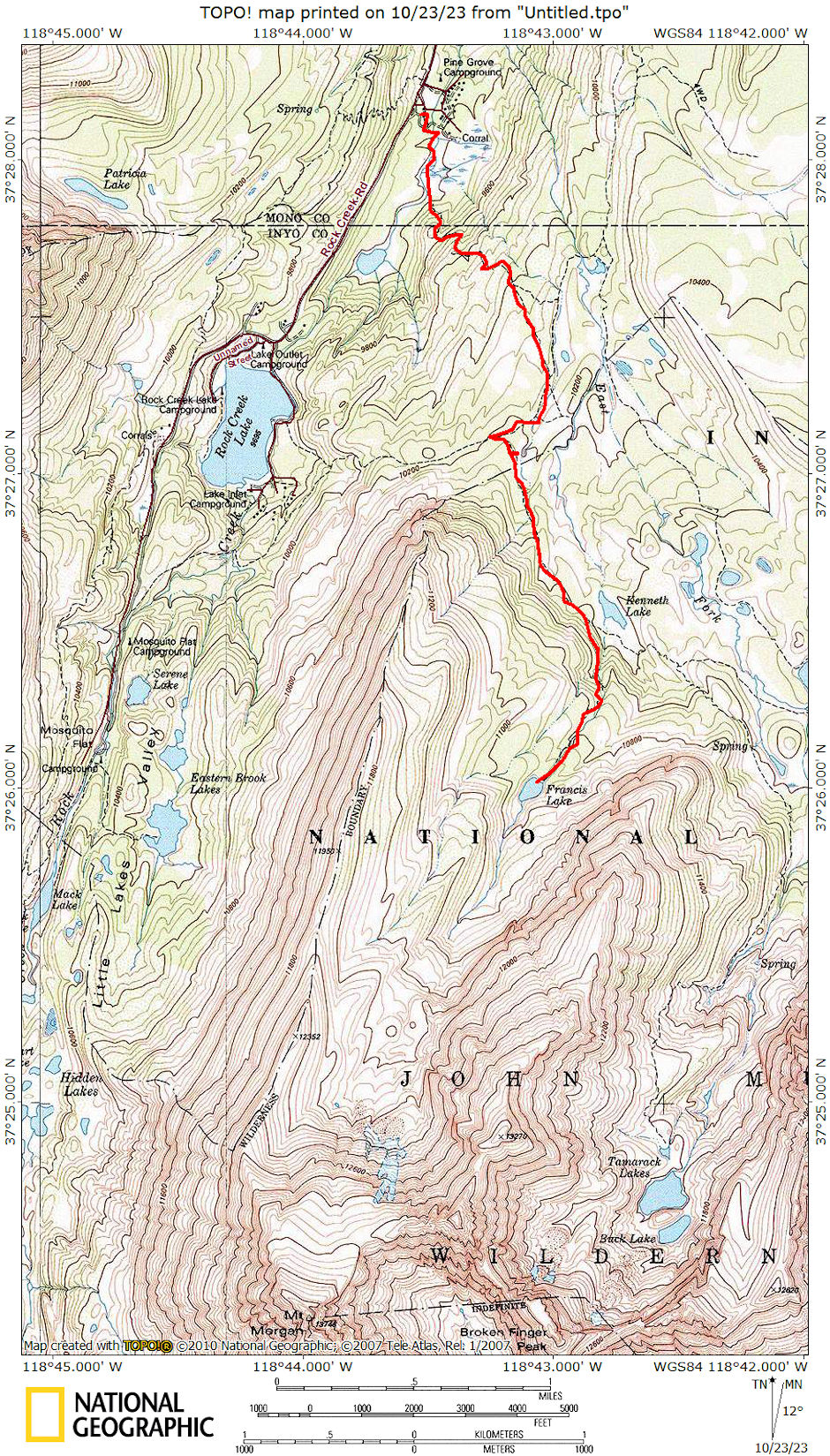 Route map to Francis Lake 1973
