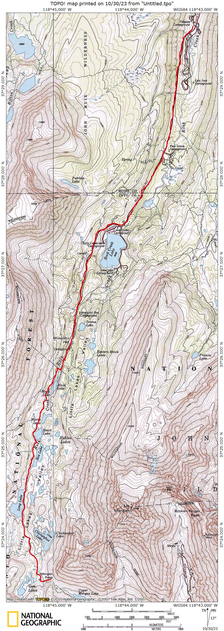 Morgan Pass Snowshoe Trip Map 1975
