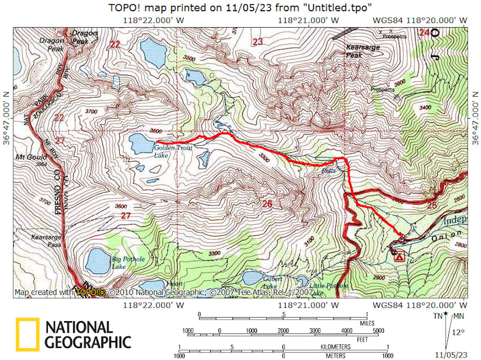 Route Map to Golden Trout Lake