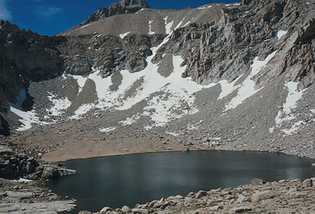 Meysan Lake - slope is route to Mt. LeConte on skyline - Jul 1975