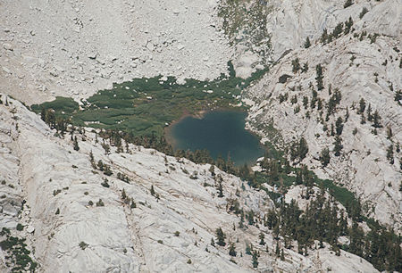 Mirror Lake on Mount Whitney Trail from Candlelight Peak - Jul 1975